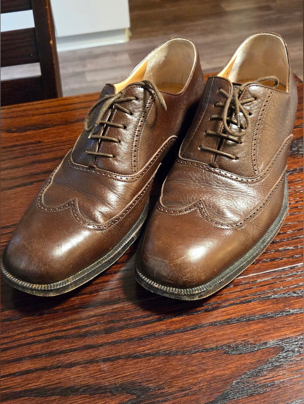 Bruno Magli Brown Leather Wingtip Derbys
